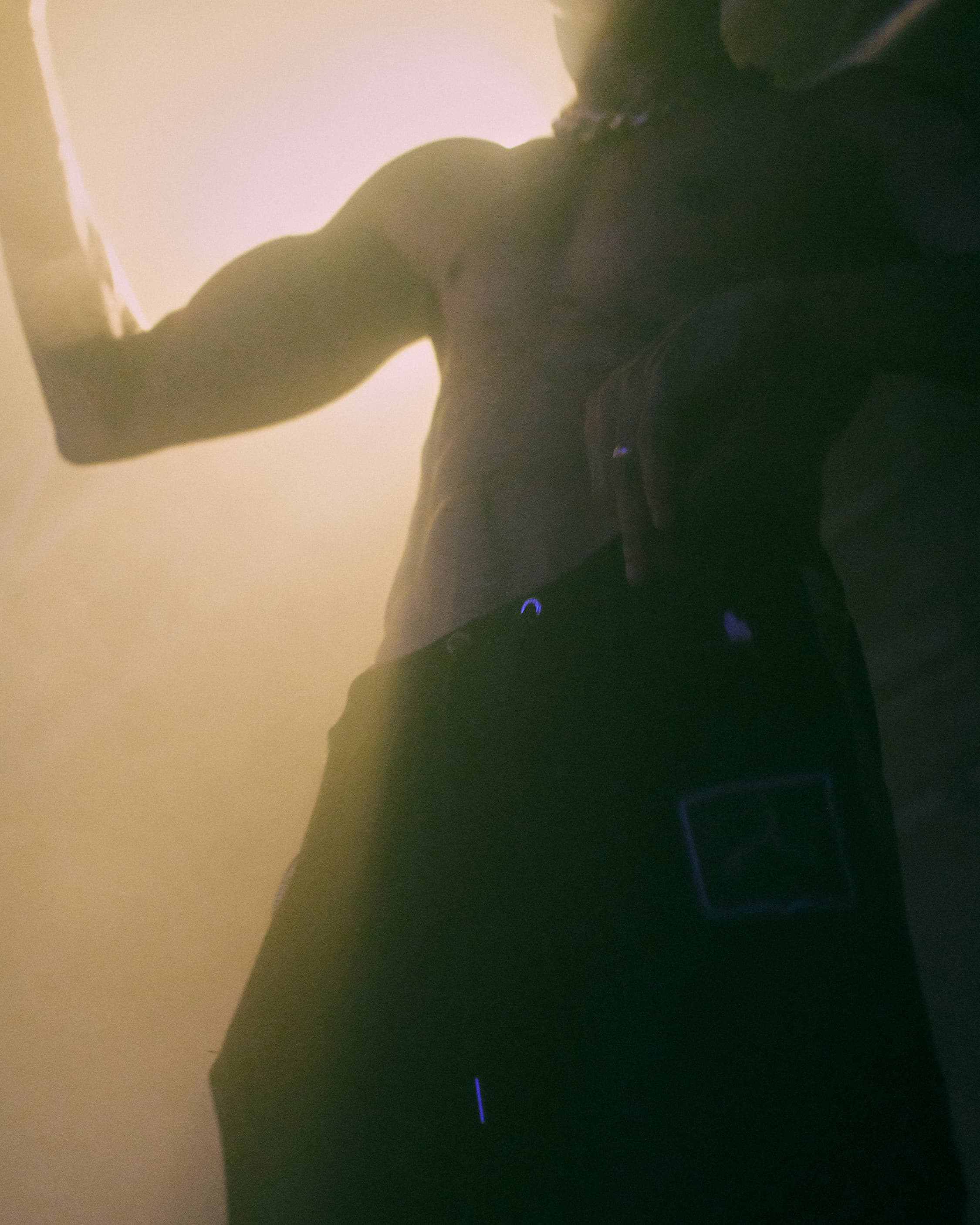 Figure in warm golden and UV light